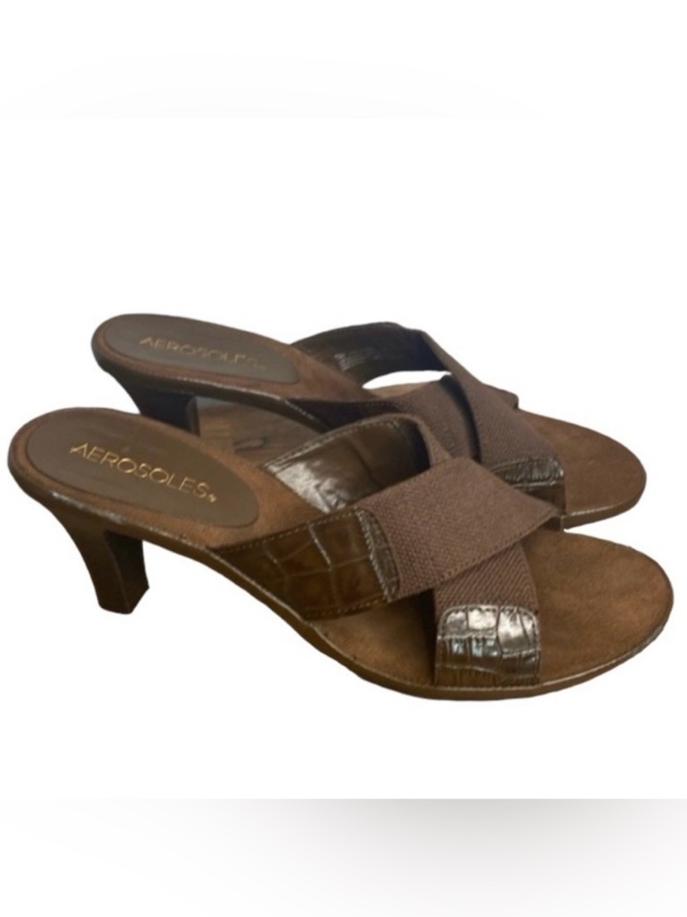 Aerosoles Brown Leather Slip On Mules Size 7.5